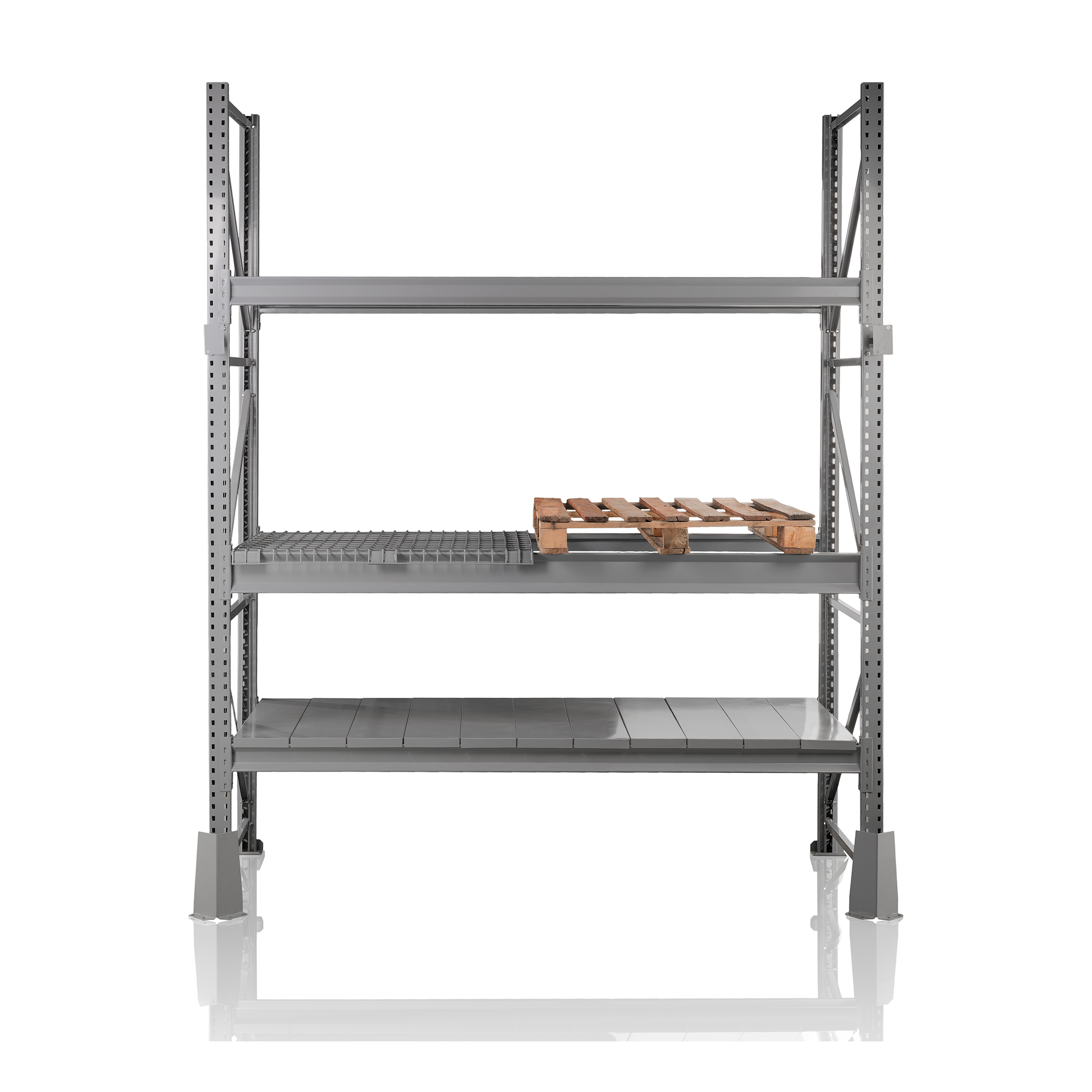 Rack selectivo de Anclamar, vista frontal con pallet. - Imagen 1