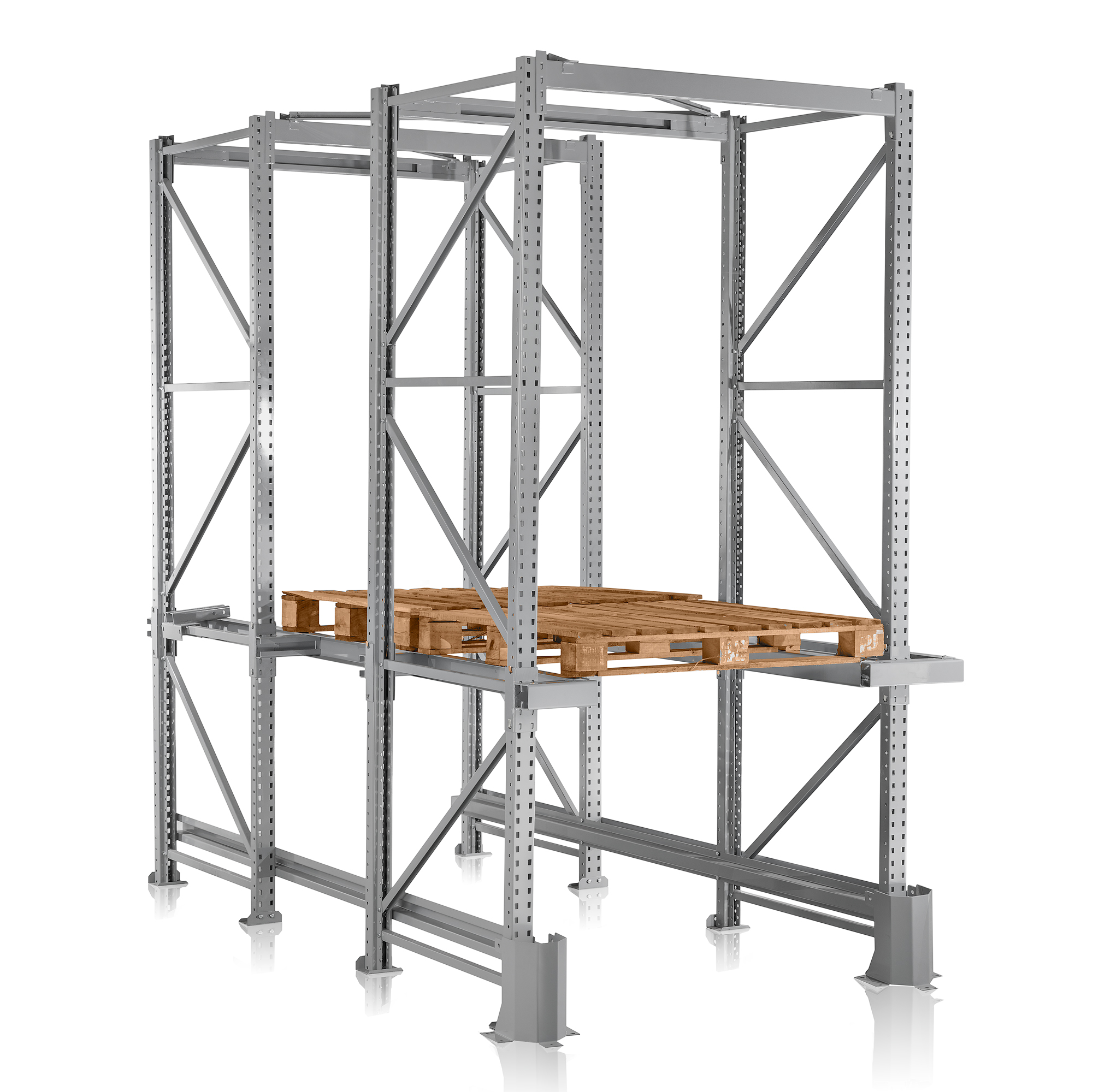 Rack Penetrable de Anclamar, con rieles de ingreso para pallets. - Imagen 1
